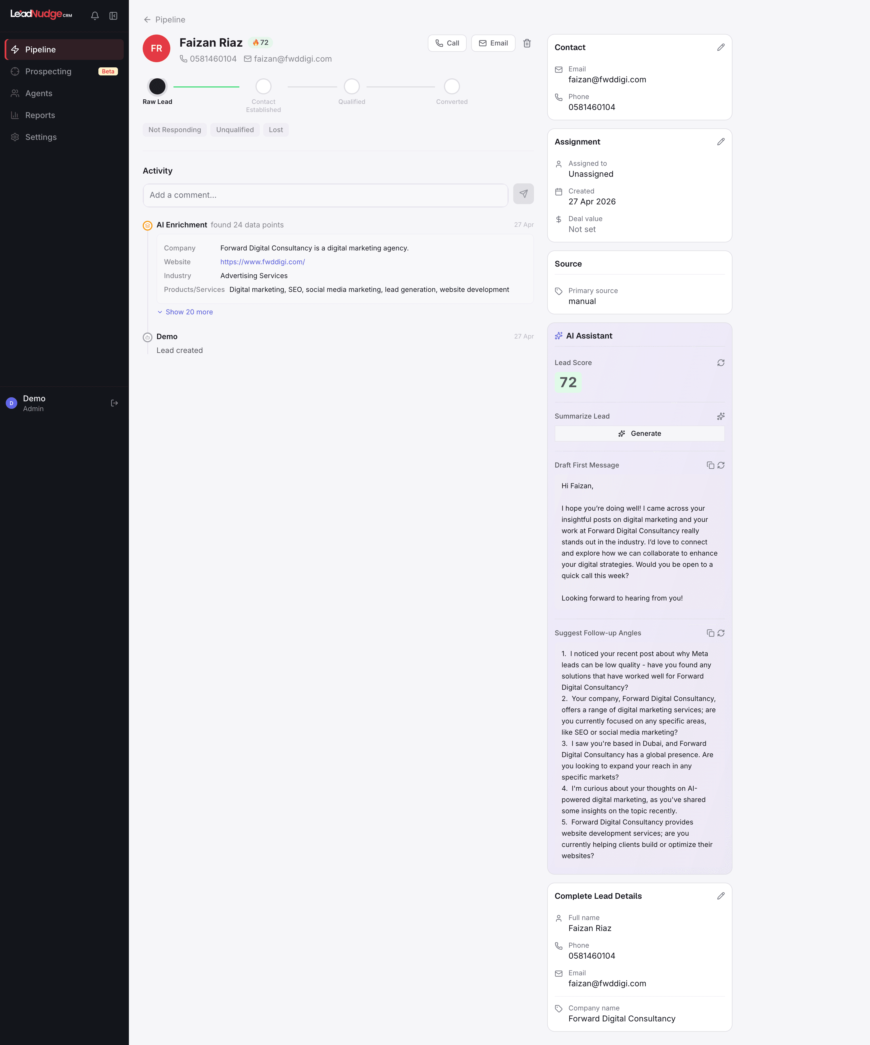 Lead Detail screenshot