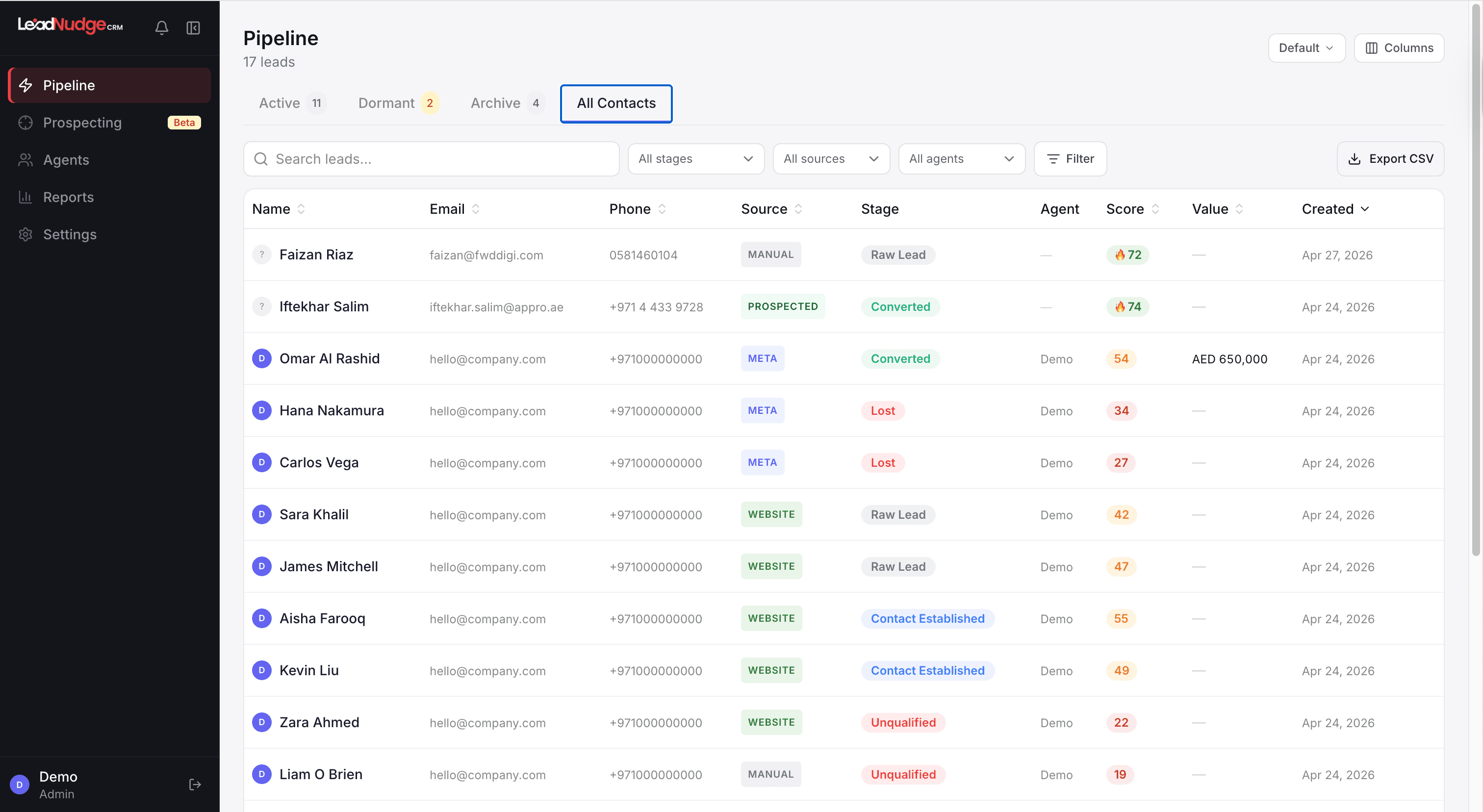 Importing Leads (CSV) screenshot
