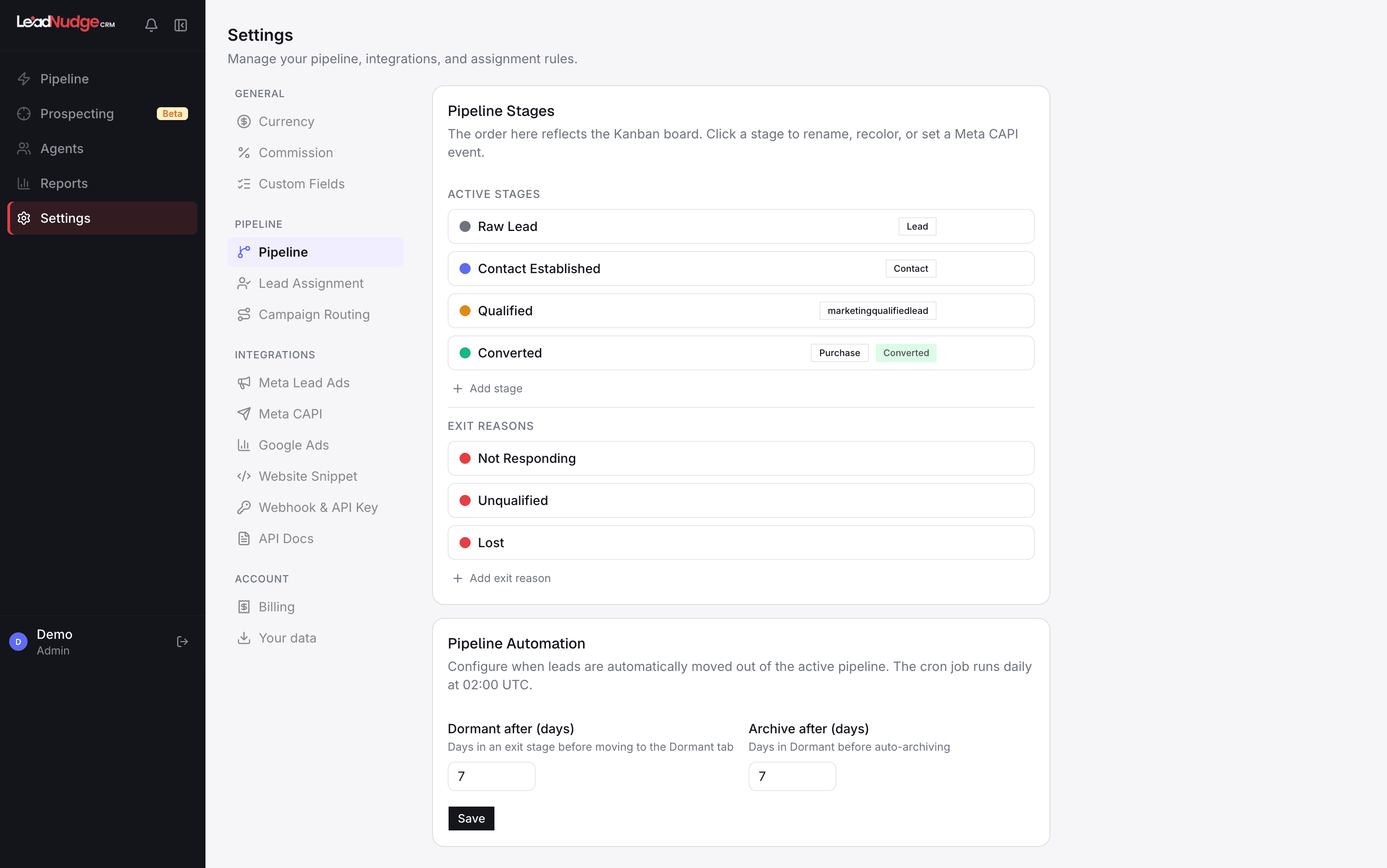 Settings Overview screenshot